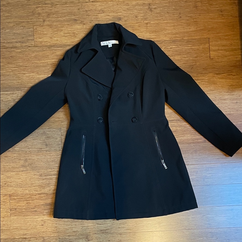 Kenneth Cole Black Double-Breasted Coat